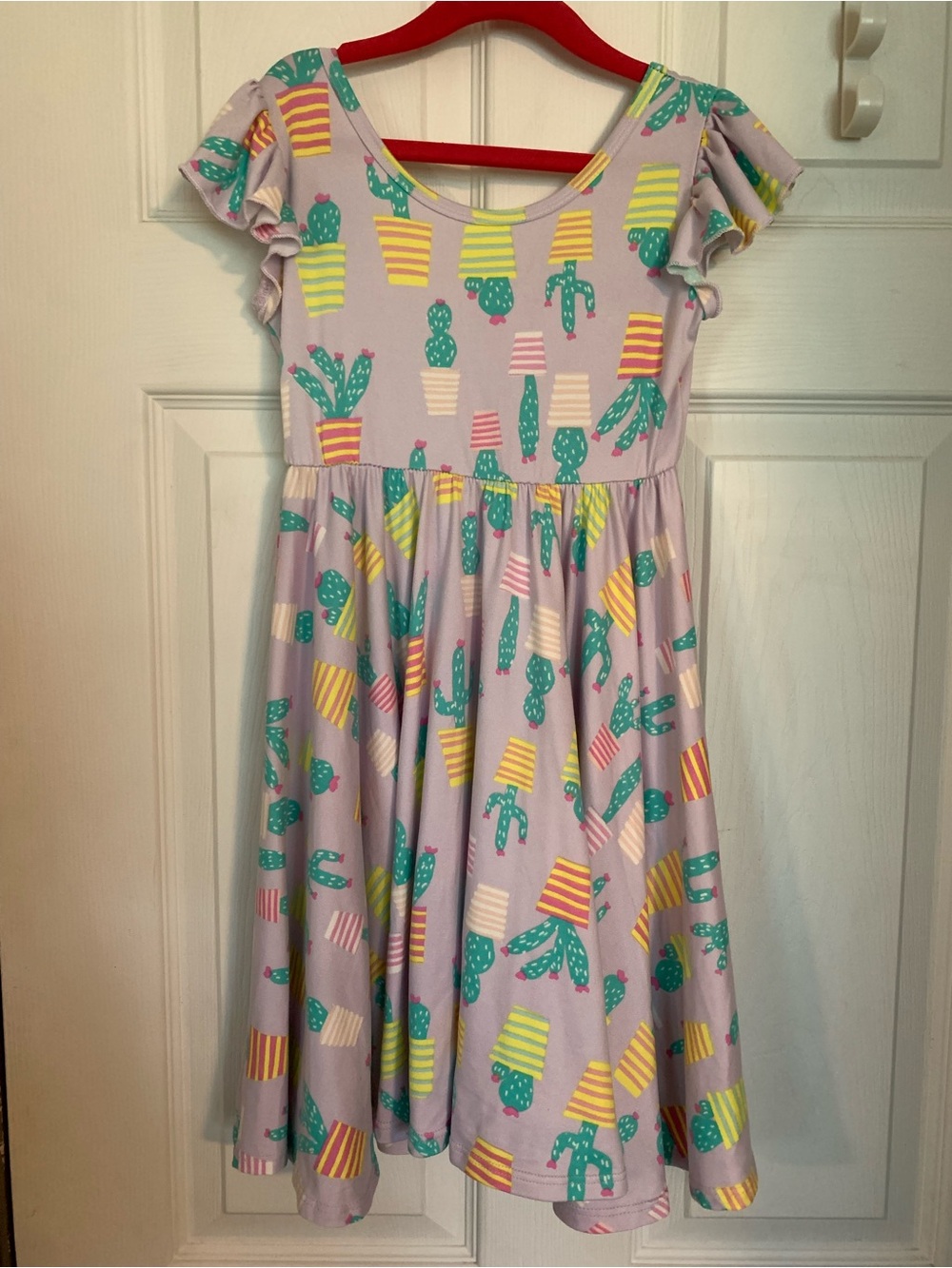 Girls' Lavender Cactus Print Twirl Dress